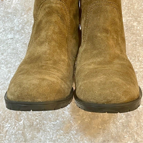 unlined Genuine Leather pull on high mid calf boots size: 7.5 brown - Picture 7 of 15